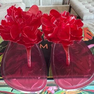 Farm Rio Flower Jelly Sandals Red (NWT - Never worn)